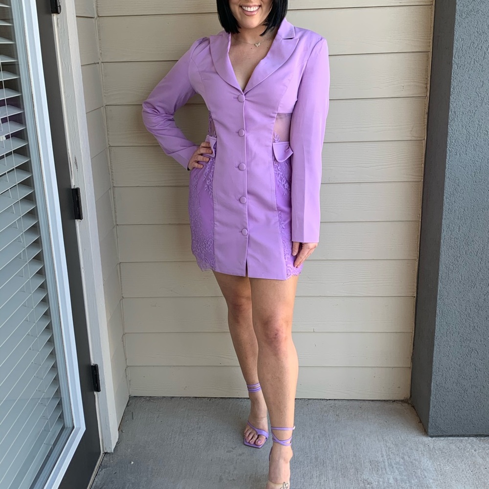 Missguided lace side blazer in lilac